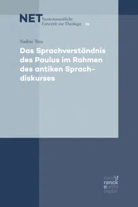 Das Sprachverständnis des Paulus im Rahmen des antiken Sprachdiskurses_cover