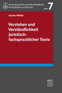 Verstehen und Verständlichkeit juristisch-fachsprachlicher Texte_cover