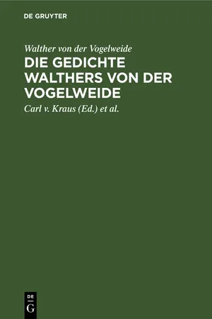 Die Gedichte Walthers von der Vogelweide