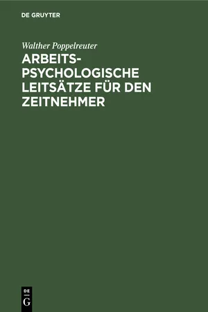 Arbeitspsychologische Leitsätze für den Zeitnehmer