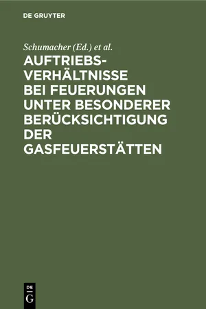 Auftriebsverhältnisse bei Feuerungen unter besonderer Berücksichtigung der Gasfeuerstätten