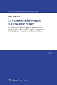 Das deutsche Mediationsgesetz im europäischen Kontext_cover