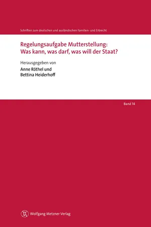 Regelungsaufgabe Mutterstellung: Was kann, was darf, was will der Staat?