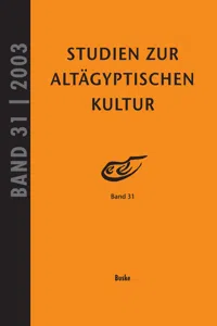 Studien zur Altägyptischen Kultur Band 31_cover