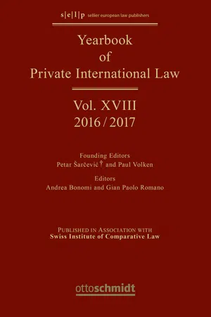 Yearbook of Private International Law Vol. XVIII - 2016/2017