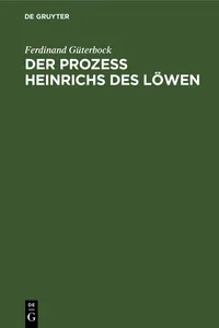 Der Prozeß Heinrichs des Löwen_cover