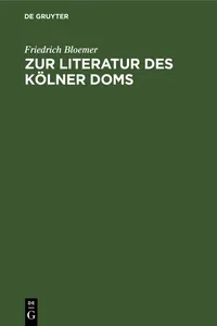 Zur Literatur des Kölner Doms_cover