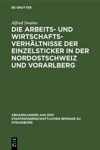 Die Arbeits- und Wirtschaftsverhältnisse der Einzelsticker in der Nordostschweiz und Vorarlberg_cover