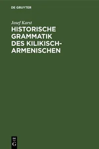 Historische Grammatik des Kilikisch-Armenischen_cover