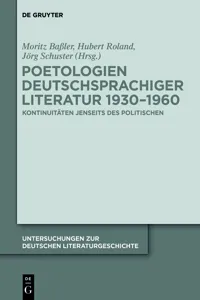 Poetologien deutschsprachiger Literatur 1930-1960_cover