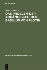 Das Problem der Abhängigkeit des Basilius von Plotin_cover