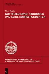 Gottfried Ernst Groddeck und seine Korrespondenten_cover