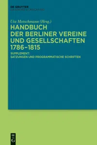 Handbuch der Berliner Vereine und Gesellschaften 1786–1815_cover