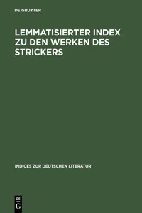 Lemmatisierter Index zu den Werken des Strickers_cover