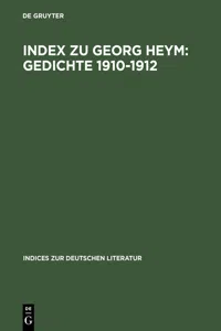 Index zu Georg Heym: Gedichte 1910–1912_cover