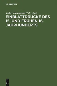 Einblattdrucke des 15. und frühen 16. Jahrhunderts_cover