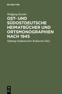 Ost- und südostdeutsche Heimatbücher und Ortsmonographien nach 1945_cover