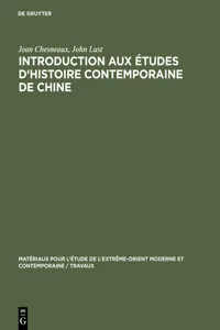 Introduction aux études d'histoire contemporaine de Chine_cover