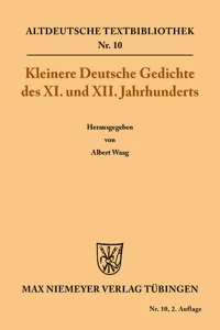 Kleinere Deutsche Gedichte des XI. und XII. Jahrhunderts_cover