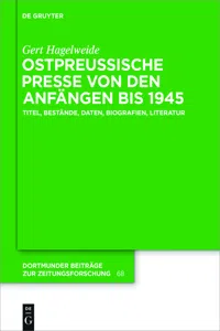 Ostpreußische Presse von den Anfängen bis 1945_cover