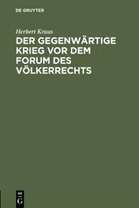 Der gegenwärtige Krieg vor dem Forum des Völkerrechts_cover