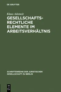 Gesellschaftsrechtliche Elemente im Arbeitsverhältnis_cover