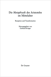 Die "Metaphysik" des Aristoteles im Mittelalter_cover