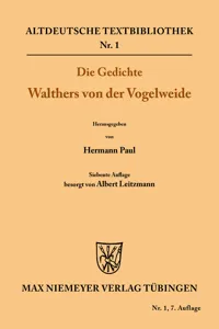 Die Gedichte Walthers von der Vogelweide_cover