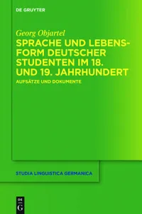 Sprache und Lebensform deutscher Studenten im 18. und 19. Jahrhundert_cover