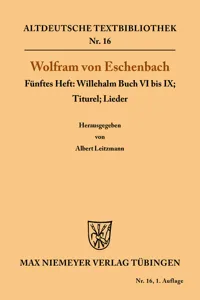 Willehalm Buch VI bis IX; Titurel; Lieder_cover
