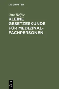 Kleine Gesetzeskunde für Medizinalfachpersonen_cover