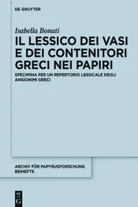 Il lessico dei vasi e dei contenitori greci nei papiri_cover