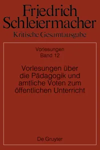 Vorlesungen über die Pädagogik und amtliche Voten zum öffentlichen Unterricht_cover