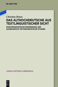 Das Althochdeutsche aus textlinguistischer Sicht_cover