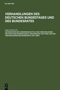 Sachregister und Konkordanzliste zu den Verhandlungen des Deutschen Bundestages 8. Wahlperiode und den Verhandlungen des Bundesrats_cover