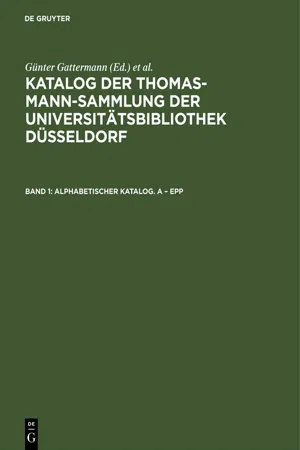 Alphabetischer Katalog. A – Epp