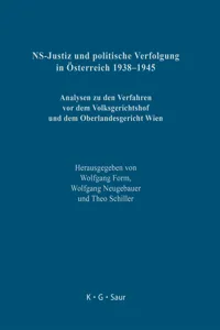 NS-Justiz und politische Verfolgung in Österreich 1938–1945_cover