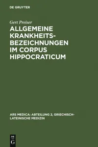 Allgemeine Krankheitsbezeichnungen im Corpus Hippocraticum_cover