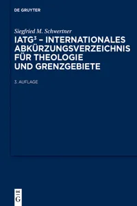 IATG³. Internationales Abkürzungsverzeichnis für Theologie und Grenzgebiete_cover