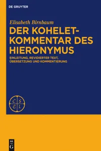 Der Koheletkommentar des Hieronymus_cover