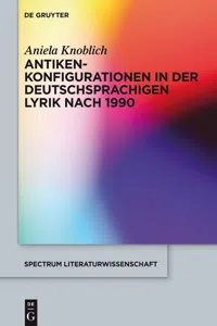 Antikenkonfigurationen in der deutschsprachigen Lyrik nach 1990_cover