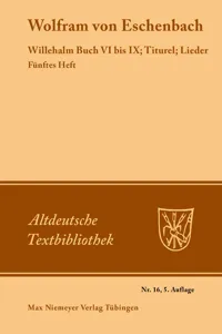 Willehalm Buch VI bis IX; Titurel; Lieder_cover