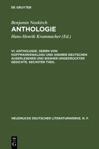 Anthologie. Herrn von Hoffmannswaldau und andrer Deutschen auserlesener und bißher ungedruckter Gedichte. Sechster Theil_cover