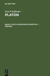 Die platonischen Schriften, 1. Periode_cover