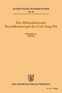 Die althochdeutsche Benediktinerregel des Cod. Sang 916_cover