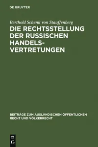 Die Rechtsstellung der russischen Handelsvertretungen_cover