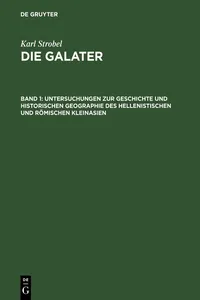 Untersuchungen zur Geschichte und historischen Geographie des hellenistischen und römischen Kleinasien_cover