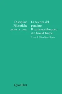 La scienza del pensiero. Il realismo filosofico di Oswald Külpe_cover