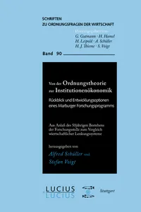 Von der Ordnungstheorie zur Institutionenökonomik_cover