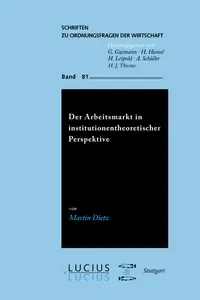 Der Arbeitsmarkt in institutionentheoretischer Perspektive_cover